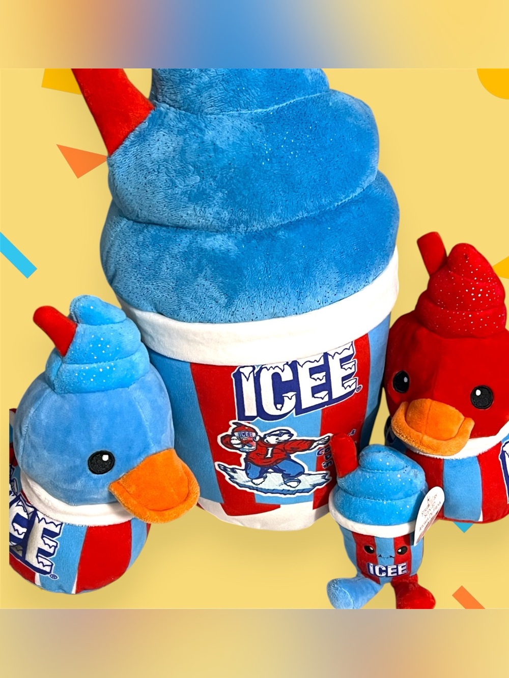 ICEE Plush Drink Mascot - Blue & Red Plush Set- Cherry Smell